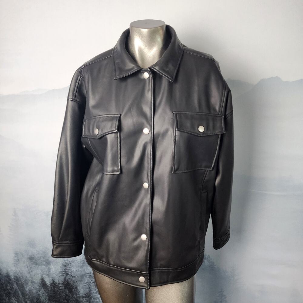 Colza (Japanese) Black Synthetic Leather Jacket | Women's Small